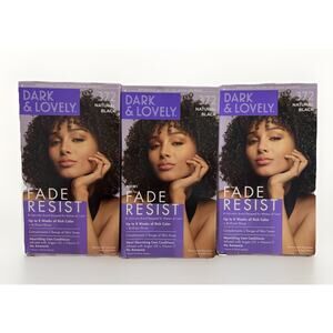 Dark & Lovely Fade Resist 372 Natural Black Permanent Hair Color Kit 3 Pack NEW